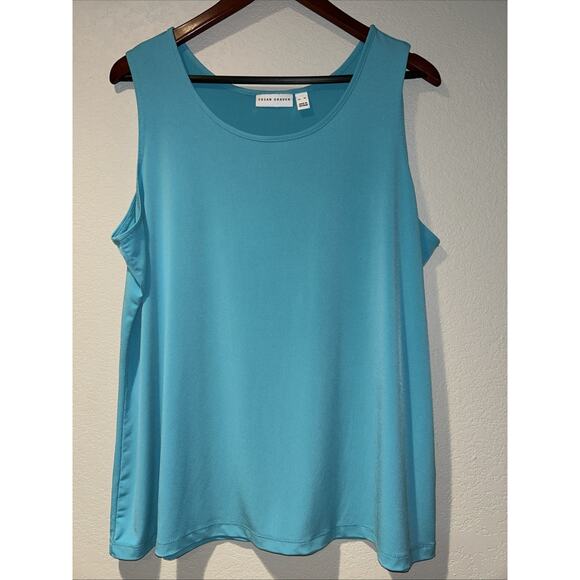 Susan Graver Women's XL Turquoise Liquid Knit Tank Top Career Athleisure - Picture 1 of 9